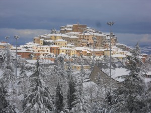 Vista di Chianciano innevata